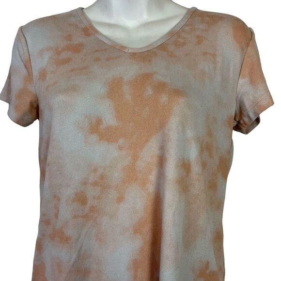 CATHERINE MALANDRINO Stretch Tie Dye Short Sleeve V-Neck Knit Top Shirt Tee sz S - Picture 2 of 16